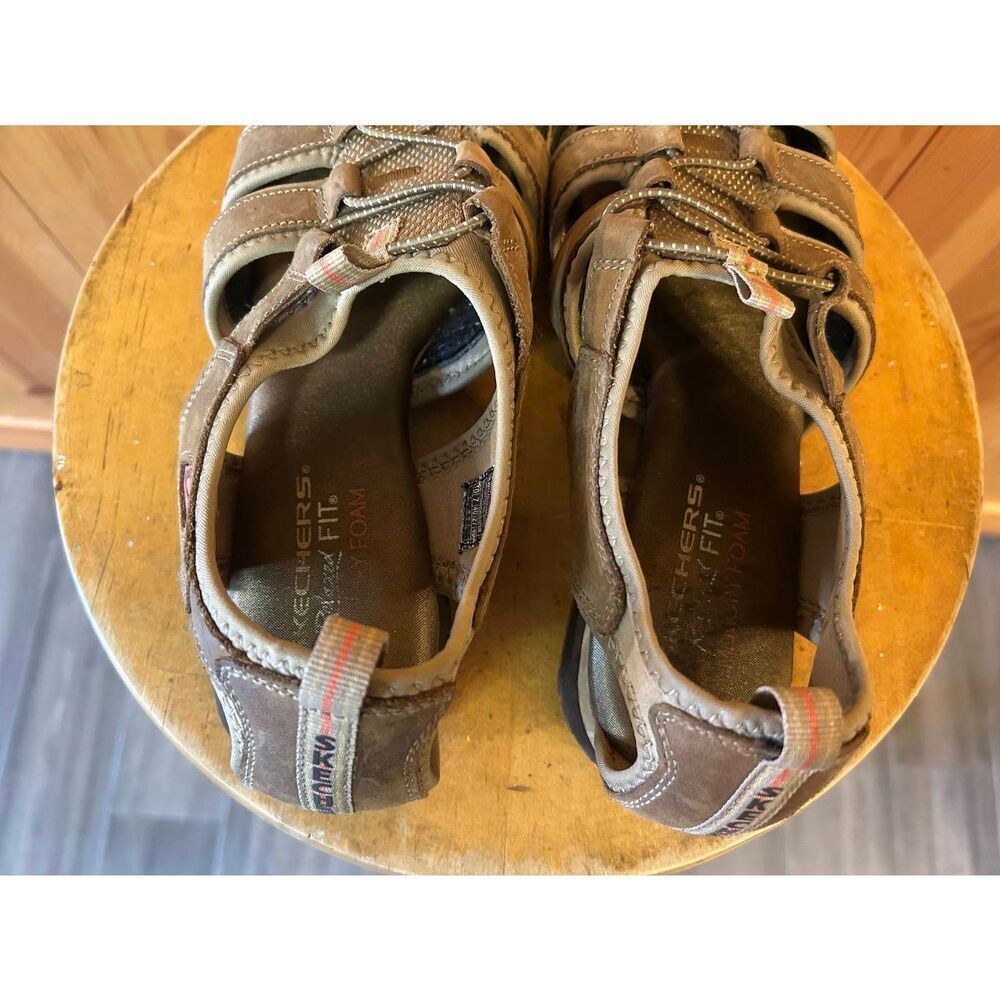 Skechers Womens Brown Leather Closed Toe Walking Sandals Washable Size 10 - Picture 5 of 8